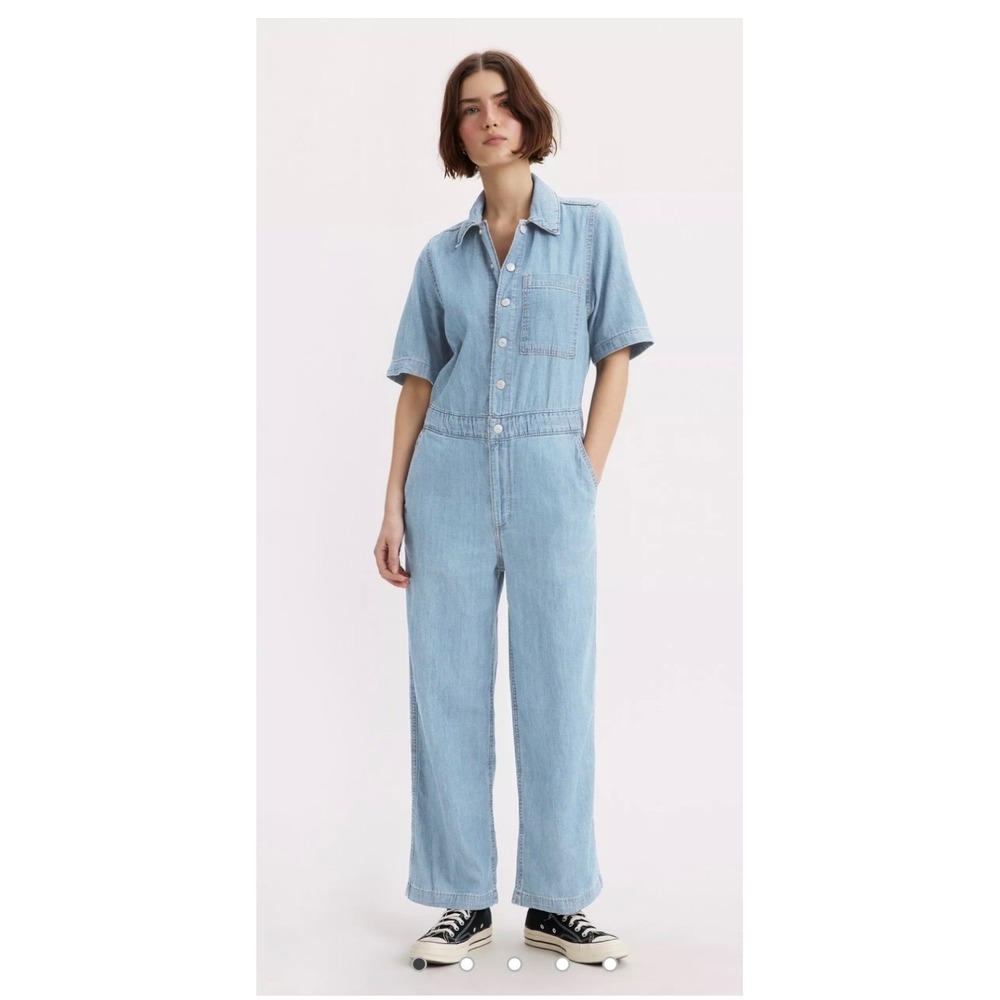 Levis Denim Short Sleeve Utility Jumpsuit‎ Light Wash XL